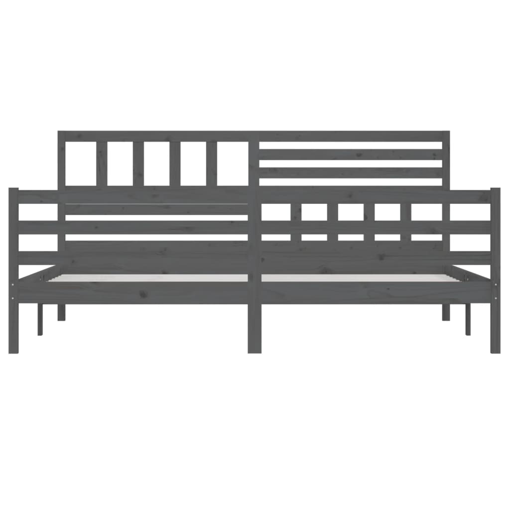 vidaXL Bed Frame | Grey | Solid pine wood | Double | Durable | Bed Frame
