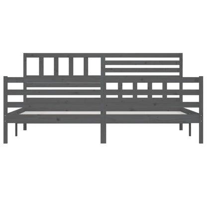 vidaXL Bed Frame | Grey | Solid pine wood | Double | Durable | Bed Frame