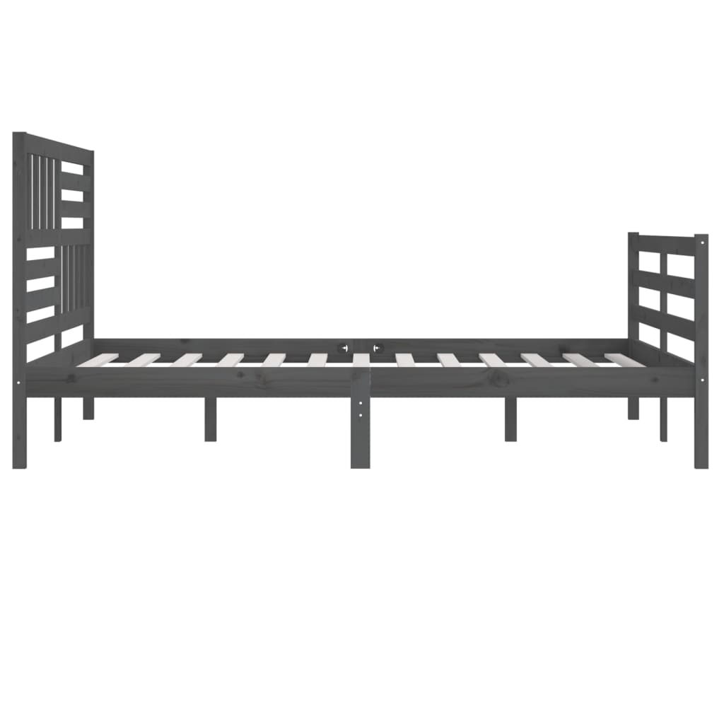 vidaXL Bed Frame | Grey | Solid pine wood | Double | Durable | Bed Frame