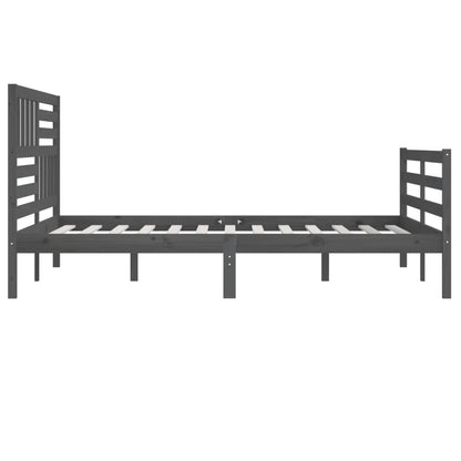 vidaXL Bed Frame | Grey | Solid pine wood | Double | Durable | Bed Frame