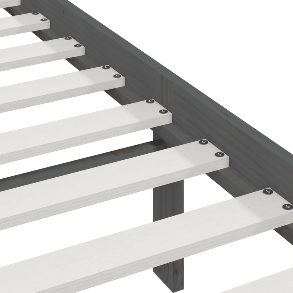 vidaXL Bed Frame | Grey | Solid pine wood | Double | Durable | Bed Frame
