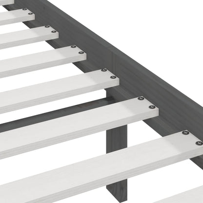 vidaXL Bed Frame | Grey | Solid pine wood | Double | Durable | Bed Frame