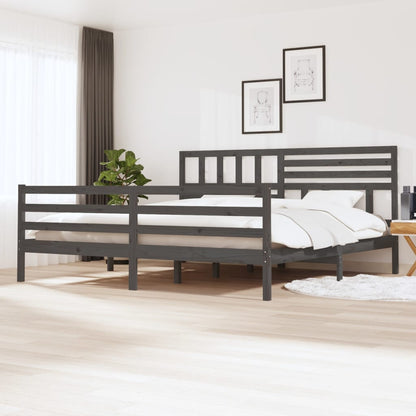 vidaXL Bed Frame | Grey | Solid pine wood | Double | Durable | Bed Frame