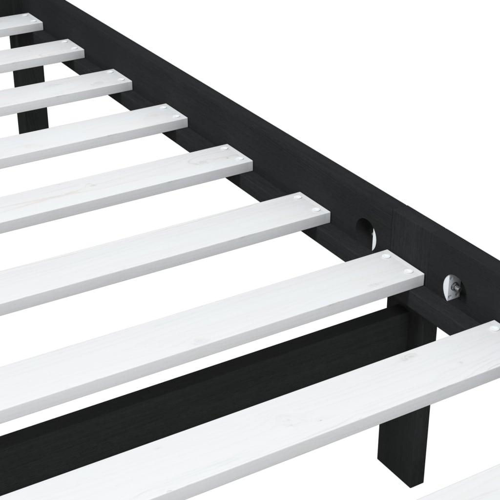 vidaXL Bed Frame without Mattress Black Small Single Solid Wood