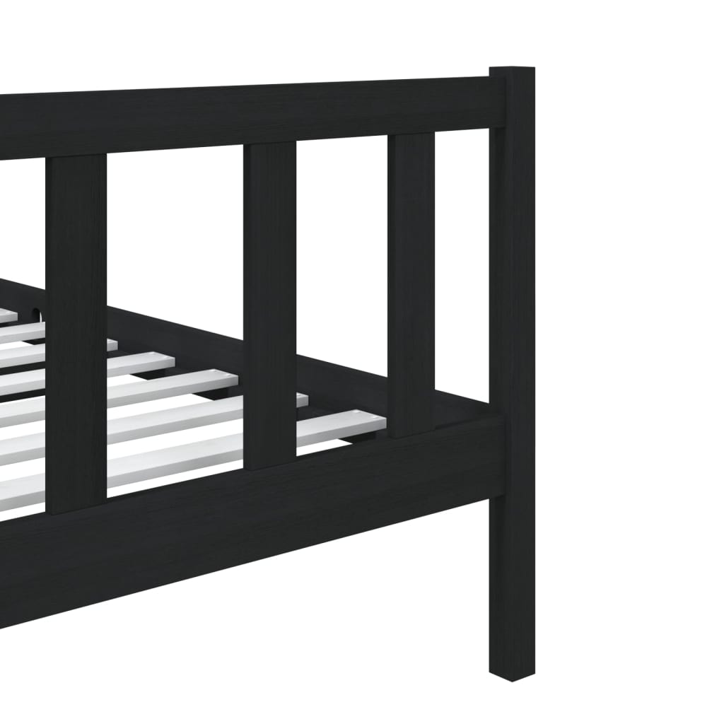 vidaXL Bed Frame without Mattress Black Small Single Solid Wood