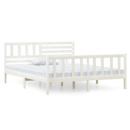 3101134 vidaXL Bed Frame without Mattress White Solid Wood 140x190 cm (810063+814145)