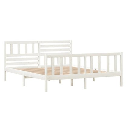 3101134 vidaXL Bed Frame without Mattress White Solid Wood 140x190 cm (810063+814145)