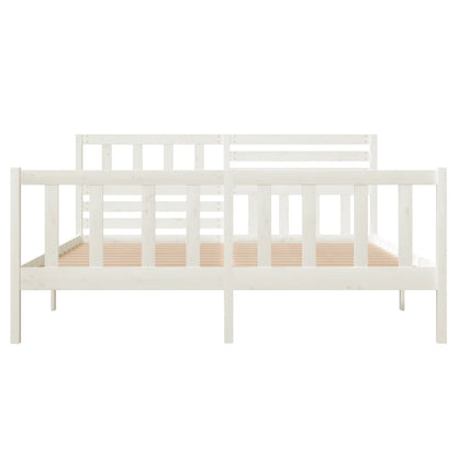 3101134 vidaXL Bed Frame without Mattress White Solid Wood 140x190 cm (810063+814145)
