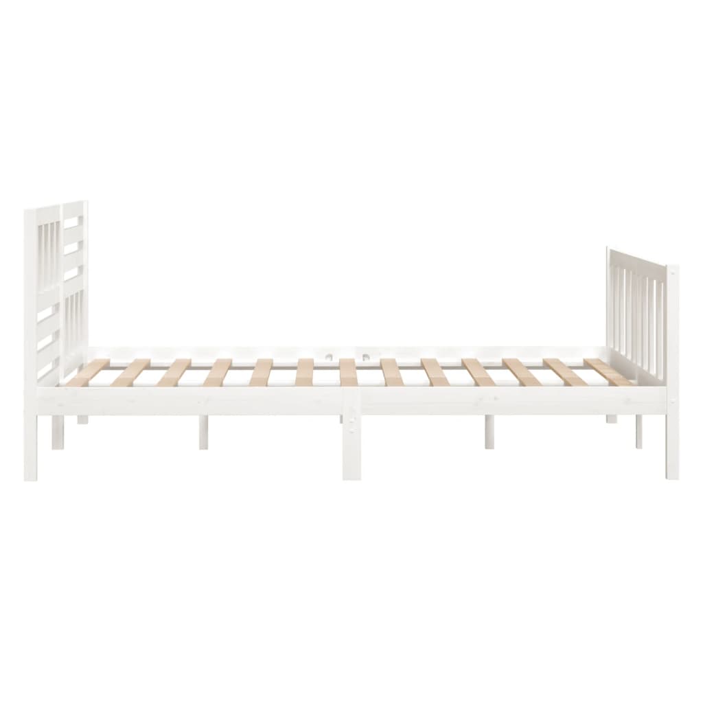 3101134 vidaXL Bed Frame without Mattress White Solid Wood 140x190 cm (810063+814145)