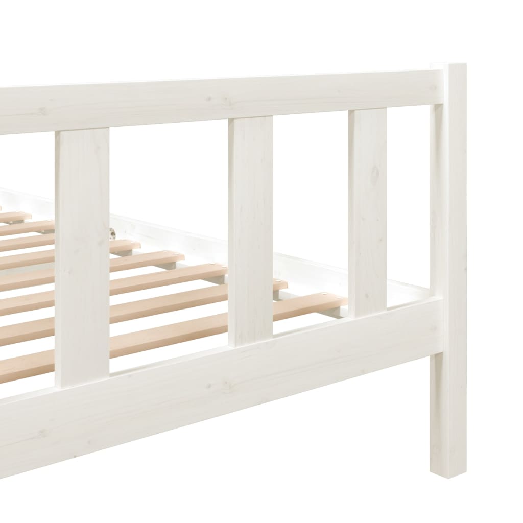 3101134 vidaXL Bed Frame without Mattress White Solid Wood 140x190 cm (810063+814145)