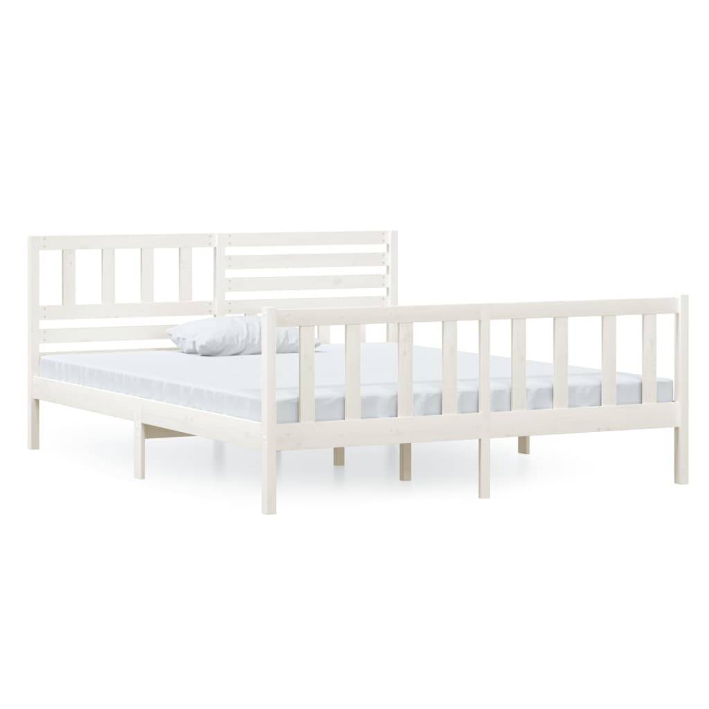 3101149 vidaXL Bed Frame without Mattress White Solid Wood 120x200 cm (810078+814135)