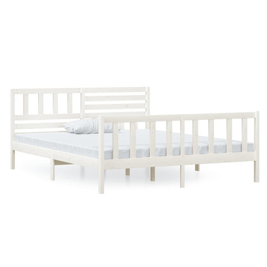 3101149 vidaXL Bed Frame without Mattress White Solid Wood 120x200 cm (810078+814135)