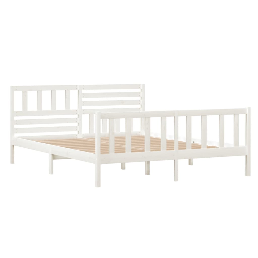 3101149 vidaXL Bed Frame without Mattress White Solid Wood 120x200 cm (810078+814135)
