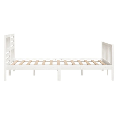3101149 vidaXL Bed Frame without Mattress White Solid Wood 120x200 cm (810078+814135)