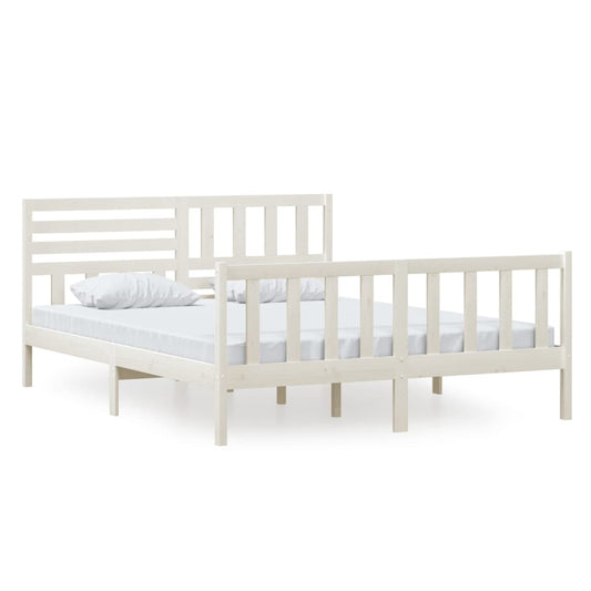 3101164 vidaXL Bed Frame without Mattress White Solid Wood 160x200 cm (810093+814155)