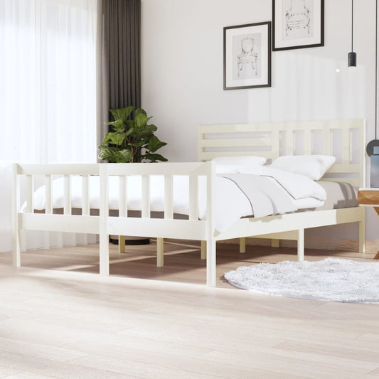 3101164 vidaXL Bed Frame without Mattress White Solid Wood 160x200 cm (810093+814155)
