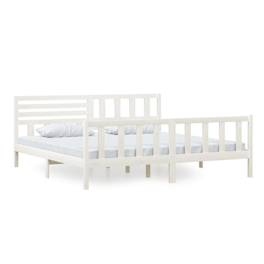3101174 vidaXL Bed Frame without Mattress White Solid Wood 200x200 cm (810103+814165)