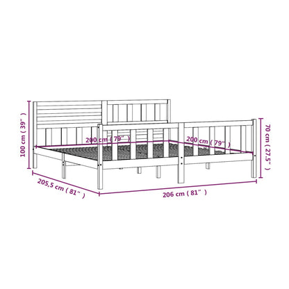 3101175 vidaXL Bed Frame without Mattress Grey Solid Wood 200x200 cm (810104+814166)