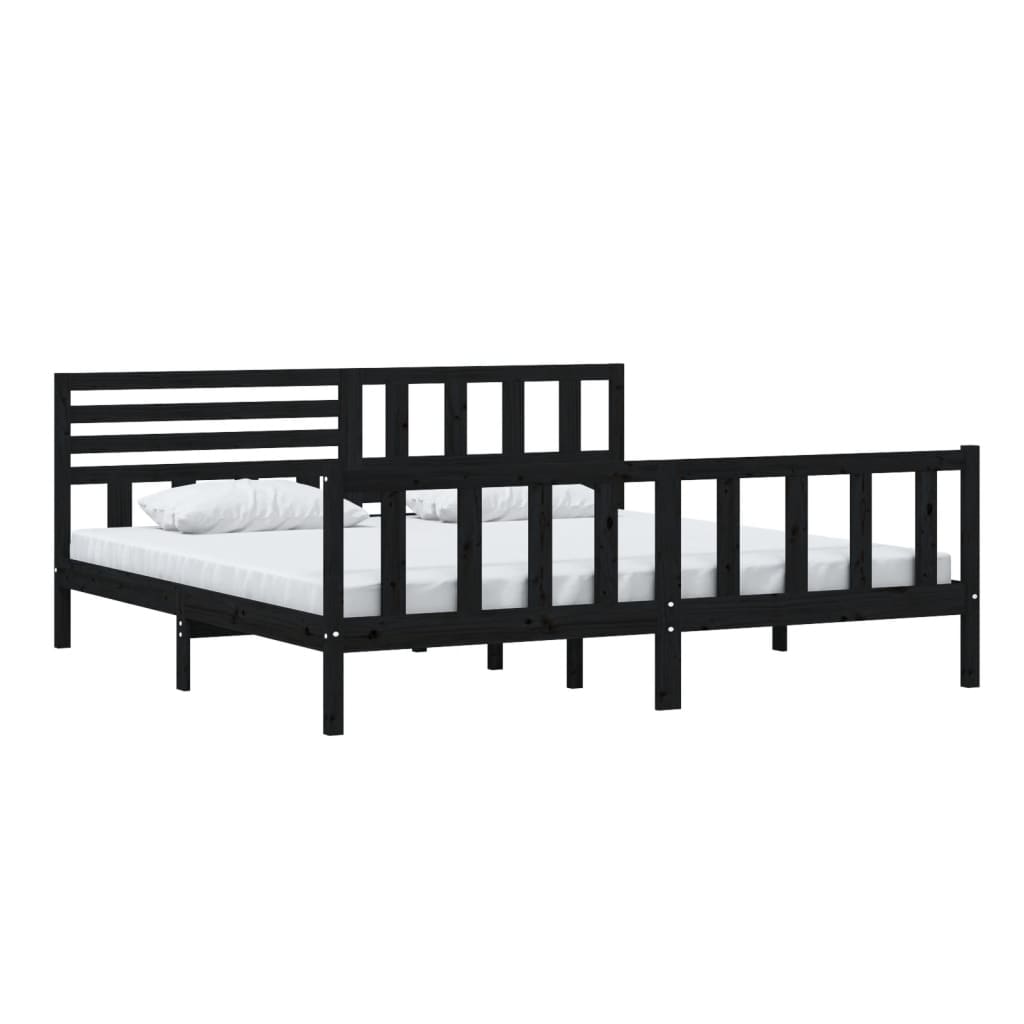 vidaXL Bed Frame | Black | Solid pine wood | 200 x 200 cm |  Strong Build