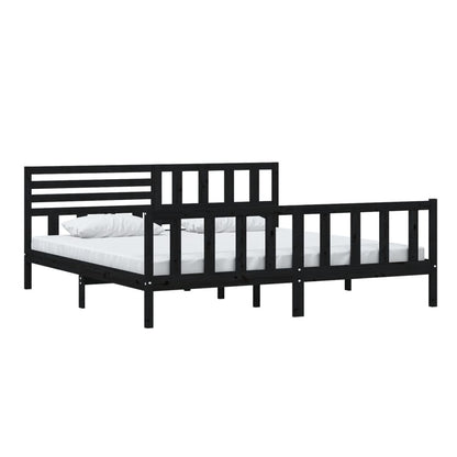 vidaXL Bed Frame | Black | Solid pine wood | 200 x 200 cm |  Strong Build