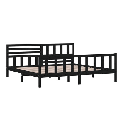 vidaXL Bed Frame | Black | Solid pine wood | 200 x 200 cm |  Strong Build