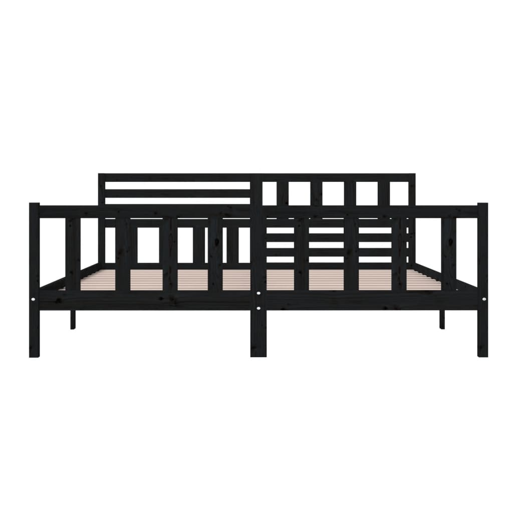 vidaXL Bed Frame | Black | Solid pine wood | 200 x 200 cm |  Strong Build