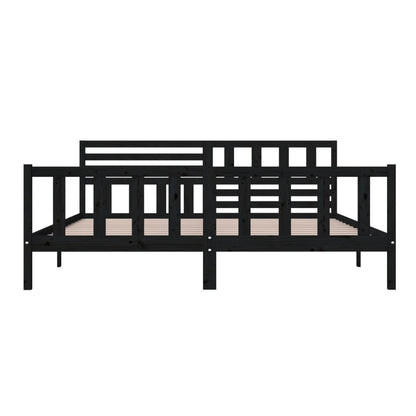 vidaXL Bed Frame | Black | Solid pine wood | 200 x 200 cm |  Strong Build
