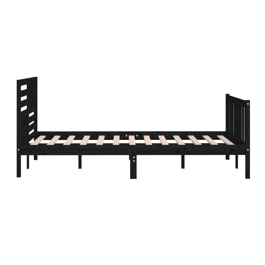 vidaXL Bed Frame | Black | Solid pine wood | 200 x 200 cm |  Strong Build