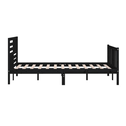 vidaXL Bed Frame | Black | Solid pine wood | 200 x 200 cm |  Strong Build