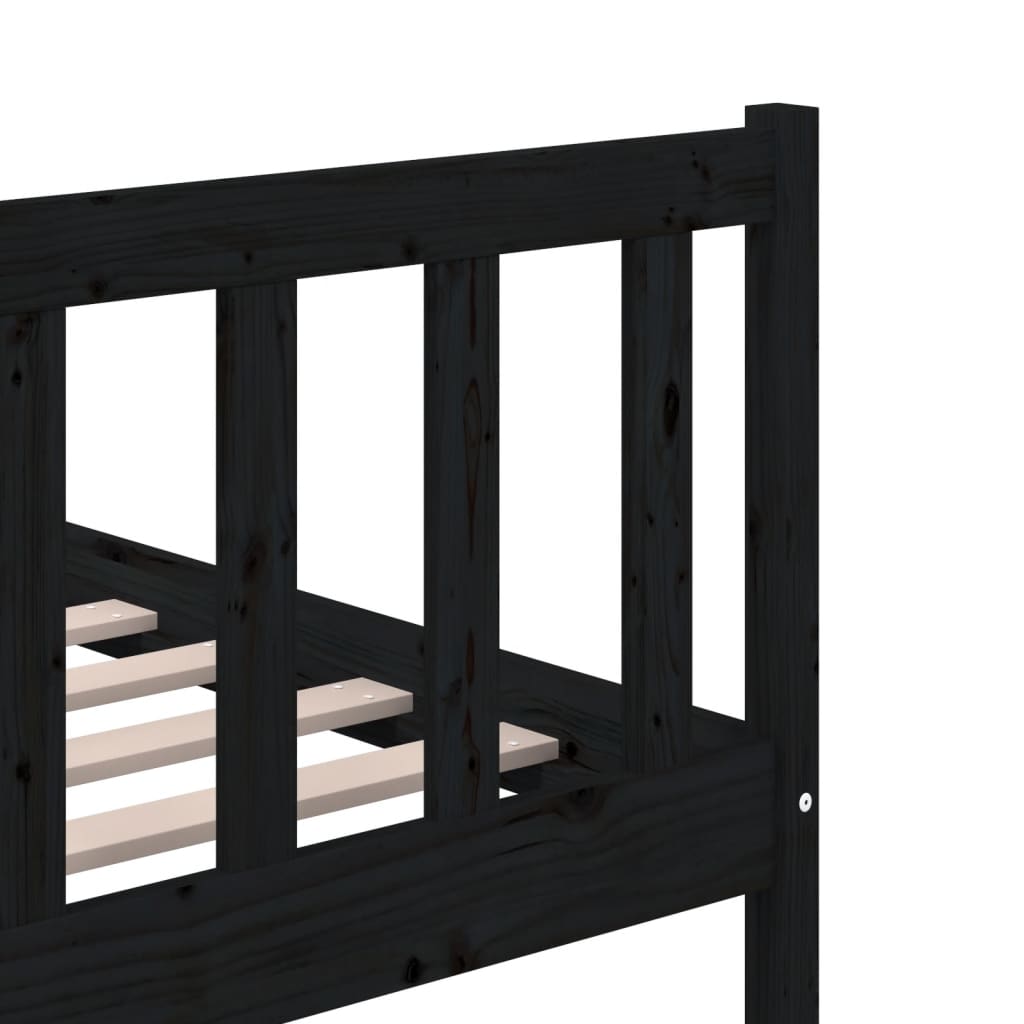 vidaXL Bed Frame | Black | Solid pine wood | 200 x 200 cm |  Strong Build