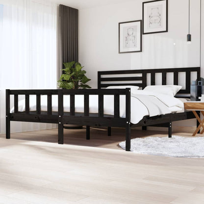 vidaXL Bed Frame | Black | Solid pine wood | 200 x 200 cm |  Strong Build