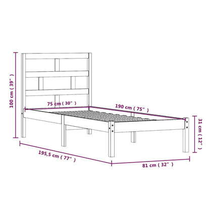 vidaXL Bed Frame | Natural Wood | Solid Pinewood | Small Single | Modern