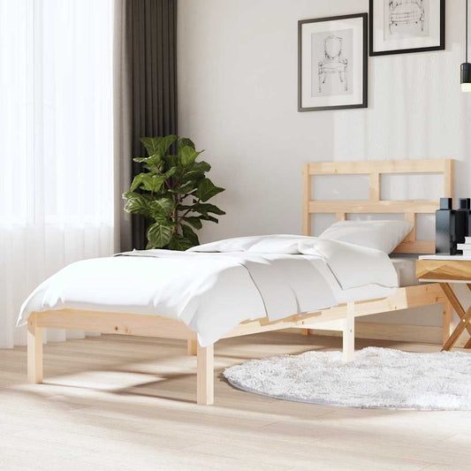 vidaXL Bed Frame | Natural Wood | Solid Pinewood | Small Single | Modern