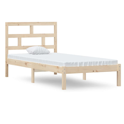 vidaXL Bed Frame | Natural Pine | Solid Pine Wood | Single | Simplistic
