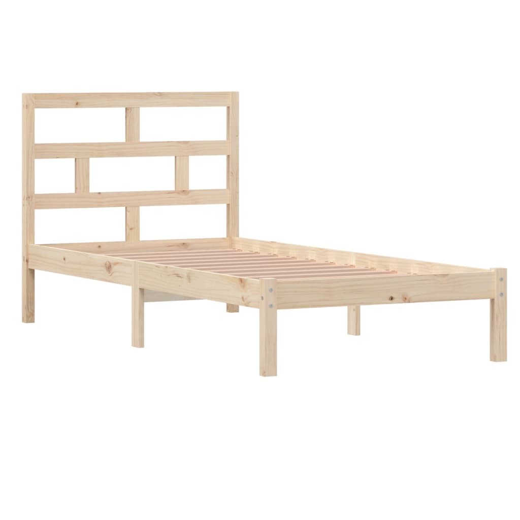 vidaXL Bed Frame | Natural Pine | Solid Pine Wood | Single | Simplistic