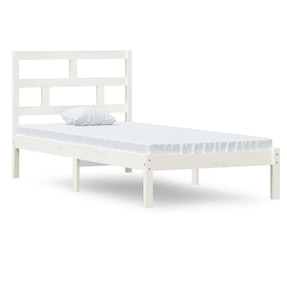 vidaXL Bed Frame | White | Solid Pine Wood | Single | Durable | Rectangular