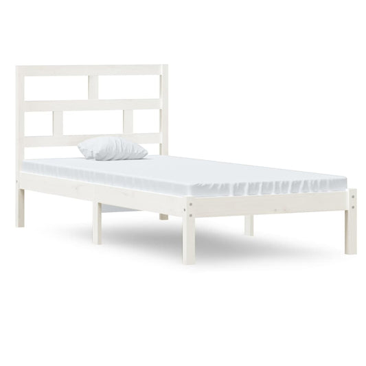 vidaXL Bed Frame | White | Solid Pine Wood | Single | Durable | Rectangular