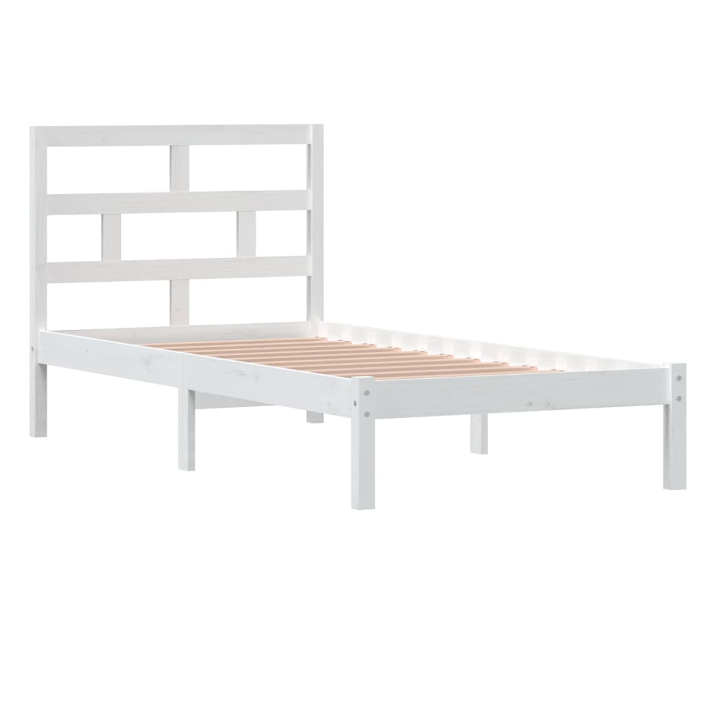 vidaXL Bed Frame | White | Solid Pine Wood | Single | Durable | Rectangular