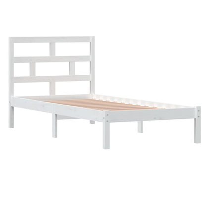 vidaXL Bed Frame | White | Solid Pine Wood | Single | Durable | Rectangular
