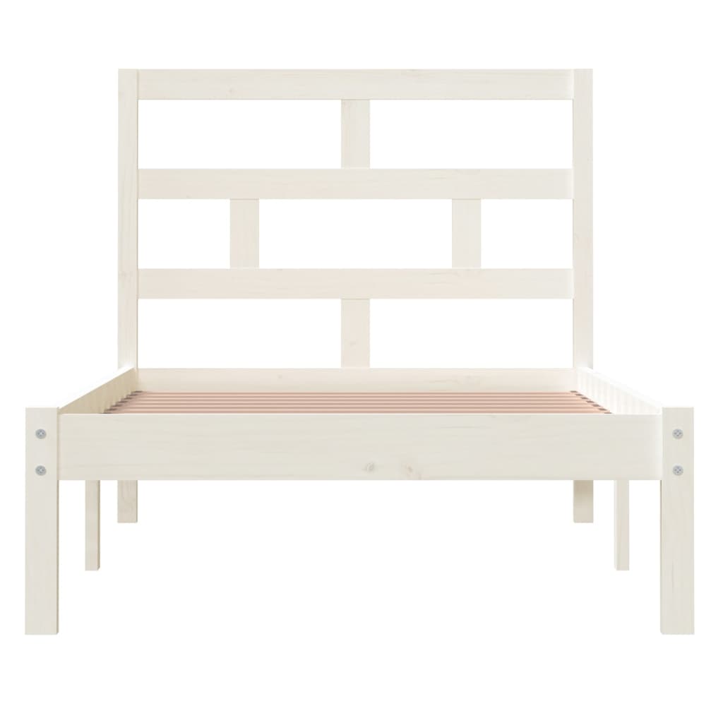 vidaXL Bed Frame | White | Solid Pine Wood | Single | Durable | Rectangular