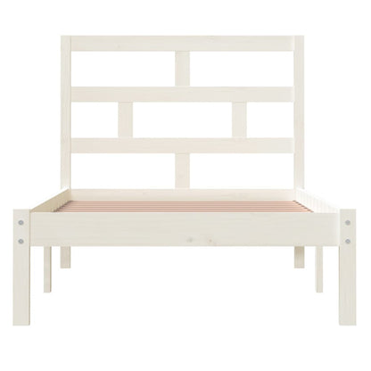 vidaXL Bed Frame | White | Solid Pine Wood | Single | Durable | Rectangular