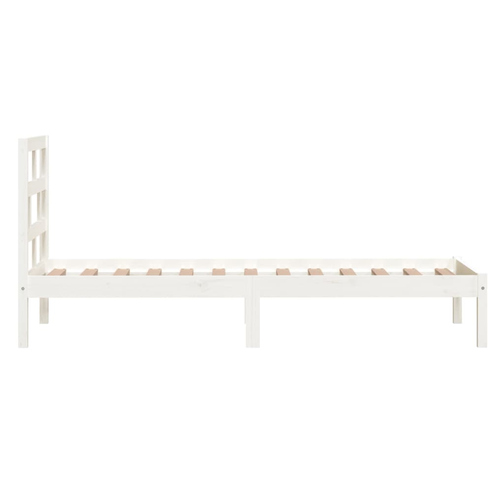 vidaXL Bed Frame | White | Solid Pine Wood | Single | Durable | Rectangular