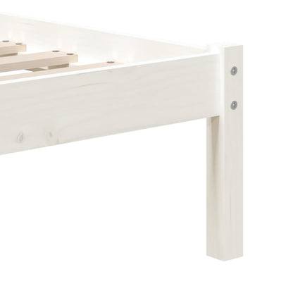 vidaXL Bed Frame | White | Solid Pine Wood | Single | Durable | Rectangular