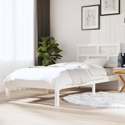 vidaXL Bed Frame | White | Solid Pine Wood | Single | Durable | Rectangular