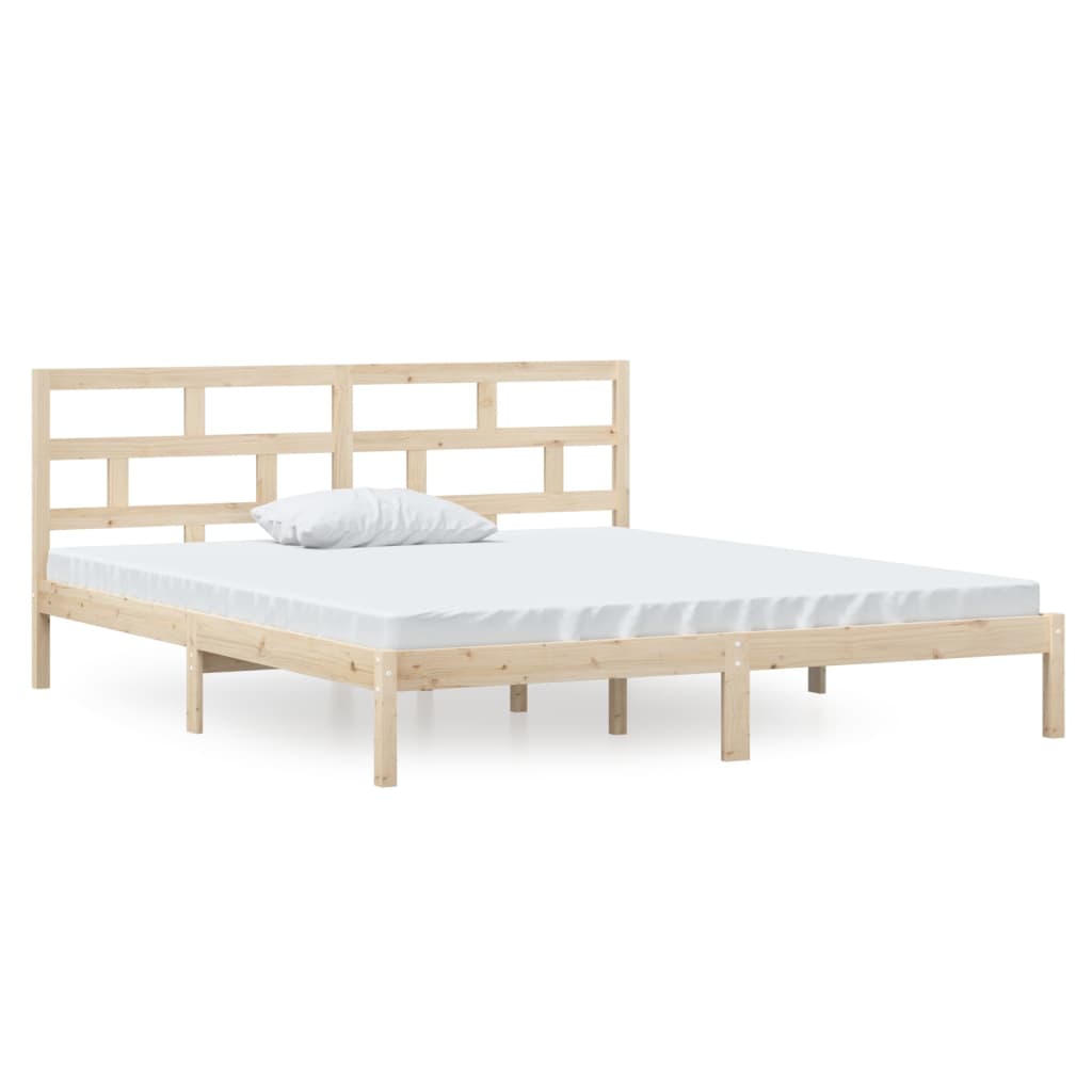 vidaXL Bed Frame | Natural wood | Solid pine wood | 135 x 190 cm |  Durable