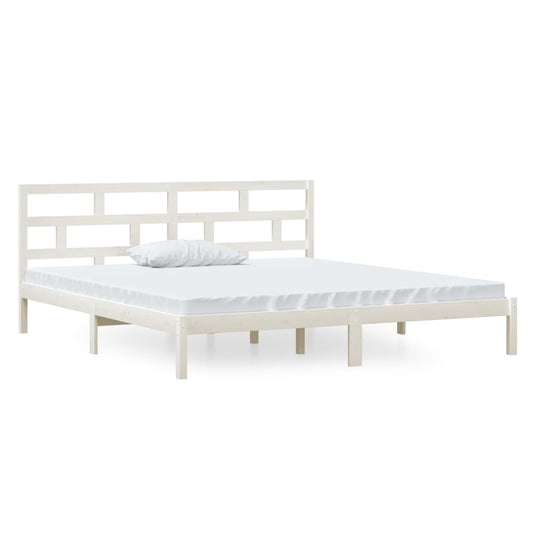 3101199 vidaXL Bed Frame without Mattress White Solid Wood 140x190 cm (809998+814195)