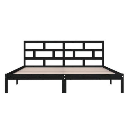 vidaXL Bed Frame | Black | Solid pine wood, Plywood | Double | Bed Frame