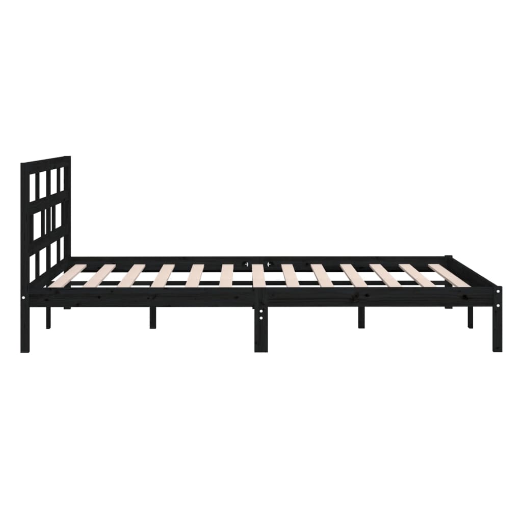 vidaXL Bed Frame | Black | Solid pine wood, Plywood | Double | Bed Frame