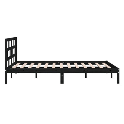 vidaXL Bed Frame | Black | Solid pine wood, Plywood | Double | Bed Frame