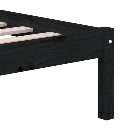vidaXL Bed Frame | Black | Solid pine wood, Plywood | Double | Bed Frame